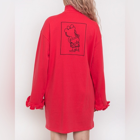 Lazy Oaf Bloomer Red Long Sleeve Dress with Ruffle Details - Picture 3 of 8